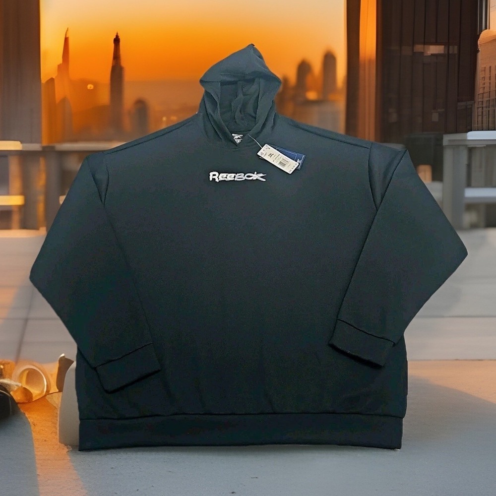 REEBOK Hoodie Mens 2XL Black Training MYT OTH Sweatshirt Pockets NEW W/ Tags $60